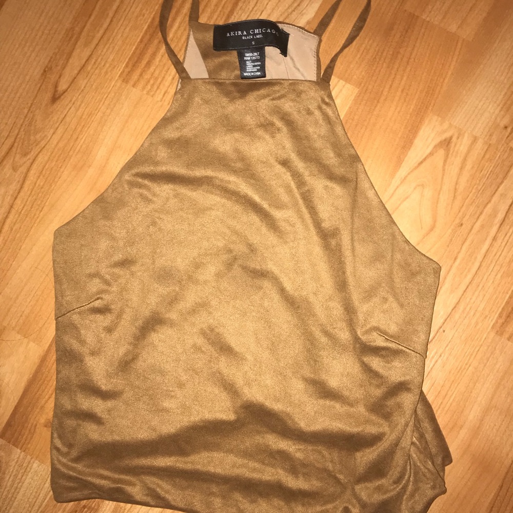AKIRA Brown Suede Halter Top